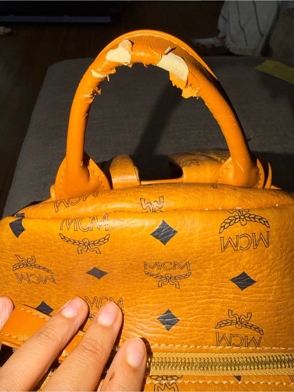 MCM Stark Visetos Cognac Mini Backpack – Pre-Owned –